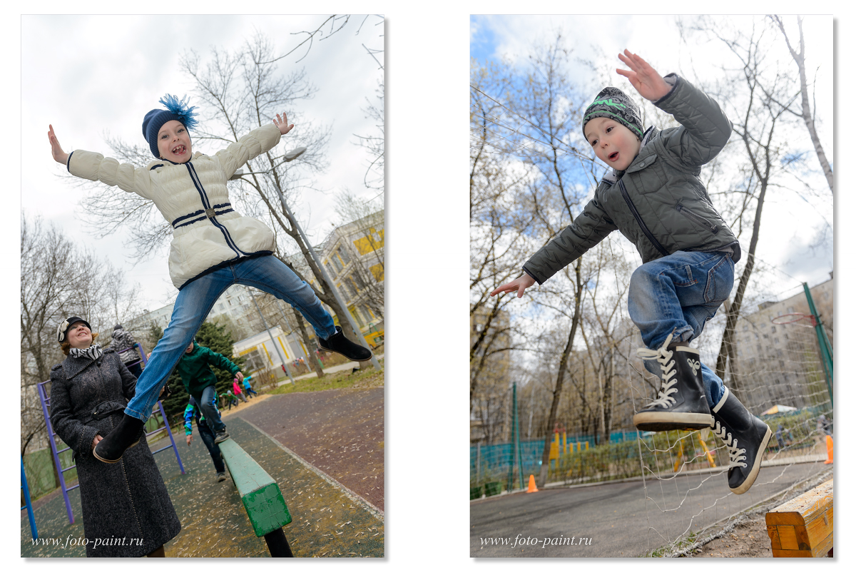 Фотосъемка на прогулке. Прыжки и полеты! Игровая фотосъемка в детском саду.