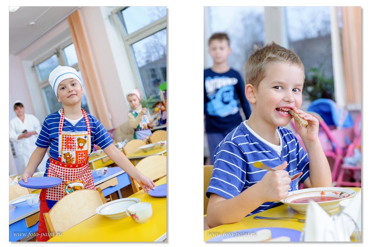 Фотосъемка на обеде. Игровая фотосъемка в детском саду.
